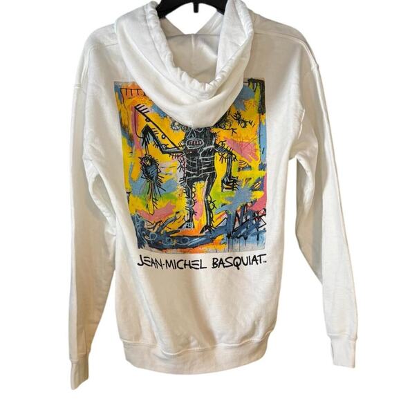 Jean-Michel Basquiat Art Hoodie – White Pullover with Bold Back Print - Picture 2 of 5